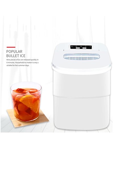 ET-LIFE Countertop Ice Maker, 15Kg/24H, 2L Water Tank, 100W, Portable Small Ice Machine, HZB-12/B White