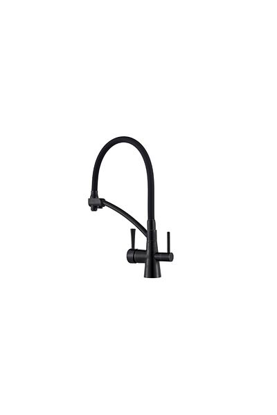 Blackswan Design Baterie chiuveta bucatarie, Blackswan, Tip M54 cu iesire pentru apa purificata, model negru, 43.5 cm