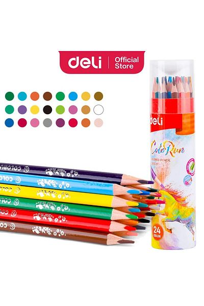Deli EC00327 24 colors Deli 24 36 48 Color Barreled Oily Colored Pencil Set Lead Drawing Cartons Color Sk
