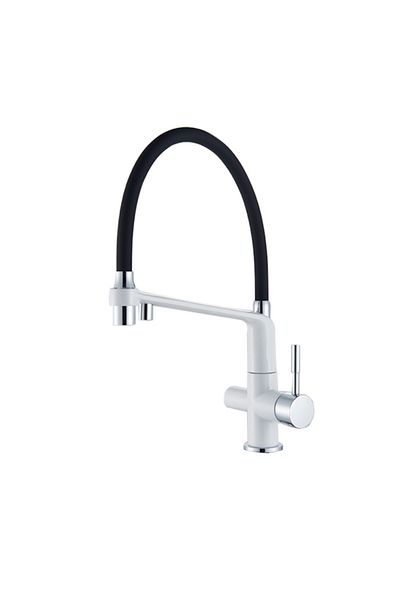 Blackswan Design Baterie chiuveta bucatarie, Blackswan, Tip M22 cu iesire pentru apa purificata, model alb, 43 cm