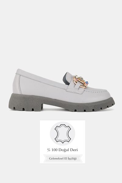 TUNAELLİ PANTOFI DE FEMEI, PIELE NATURALĂ, GRI, NUMĂRUL 36-41