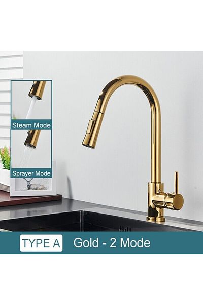 Blackswan Design Kitchen sink faucet, Blackswan, Type M39, shiny gold model, size 40 cm