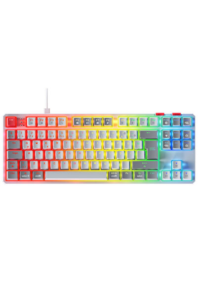 Rampage Yoru Tkl Type-c Bağlantılı Rgb Outemu Red Swich Q Mekanik Oyuncu Klavyesi- Beyaz/gri