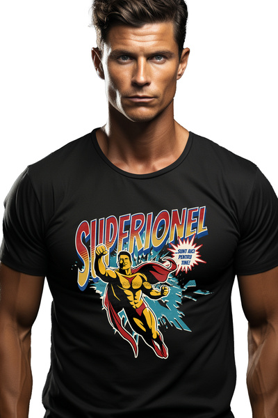StoryGift Romania Tricou Barbati Super Ionel, Supererou Sunt Aici Pentru Tine...
