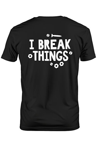 StoryGift Romania Tricou Barbati Cu Mesajul "i Break Things" - Sparg Lucruri Distrugere Cu Imprimeu Pe Spate Stg