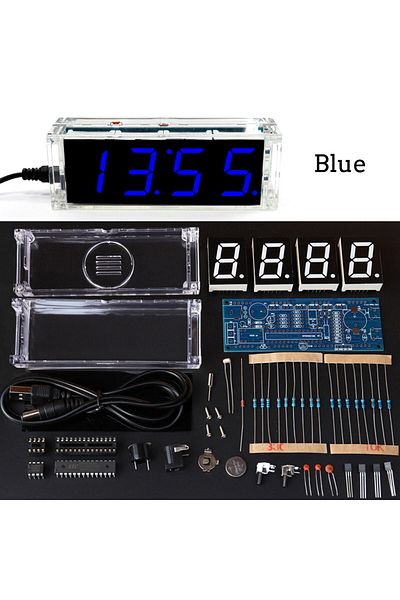 Choice Blue Diy Digital Clock Kit Display Date Week Temperature Alarm Ds1302 Soldering Project Learning Pra