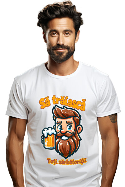 StoryGift Romania Tricou Barbati Barbat Vesel Cu Haba De Bere Sa Traiasca Toț...