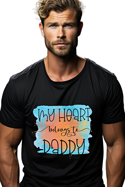 StoryGift Romania Tricou Barbati Cu Mesajul "my Heart Belongs To Daddy", Inim...