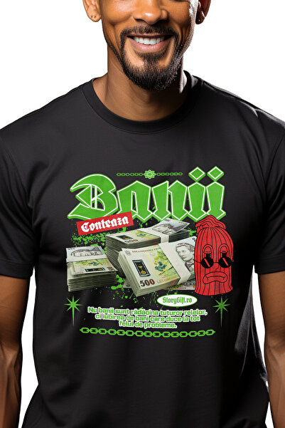 StoryGift Romania Tricou Barbati Banii Conteaza - Teanc De 500 Lei Romanesti ...