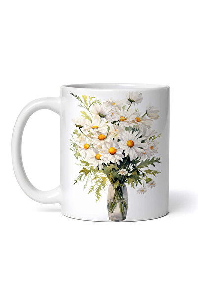 OEM Cană albă personalizată, Vază cu margarete, INOVATIX®. 330ml