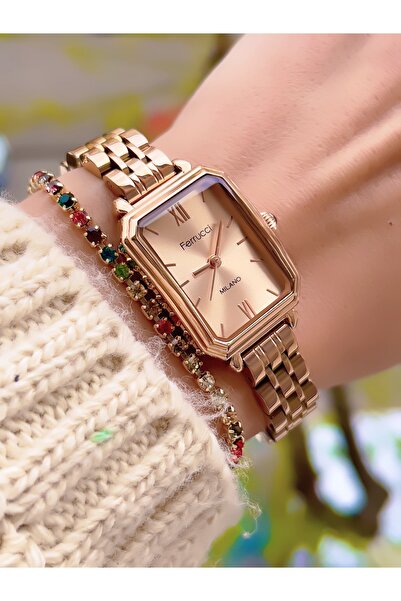 Ferrucci MİLANO ÇELİK KORDON 3 ATM SU GEÇİRMEZ KARE KASA KADIN KOL SAATİ+BİLE...