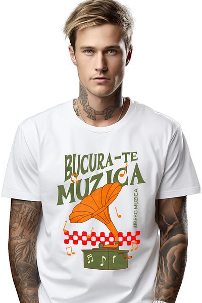 StoryGift Romania Men's T-shirt Enjoy Music Music Lovers Classical Party With Print On Left Side
