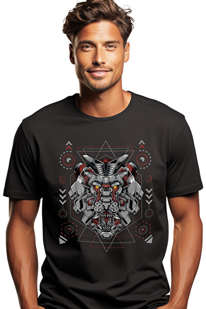 StoryGift Romania Tricou Barbati Cu Cap De Leu, Robot, Cyberpunk, Geometric, ...