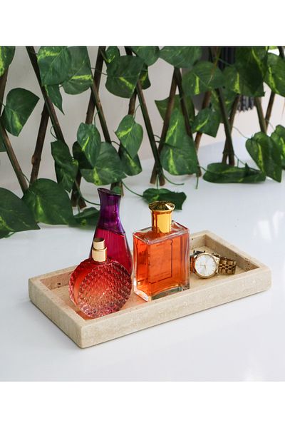 Gemboss Rectangular Natural Marble Presentation Tray Organizer Stand