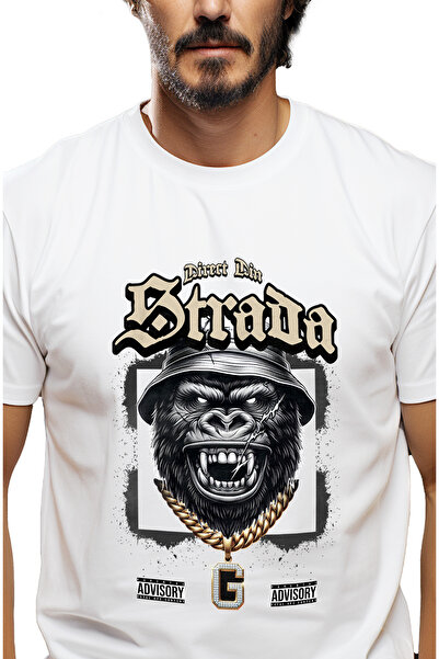 StoryGift Romania Tricou Barbati Gorila Direct Din Strada Cu Lant De Aur Cu I...