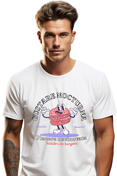 StoryGift Romania Tricou Barbati Burger Zambitor Iubitor De Mancare Placere N...