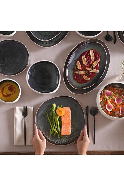 Karaca Karaca Earth Collection Galactic 55-teiliges Tafelservice für 12 Personen – Weiß