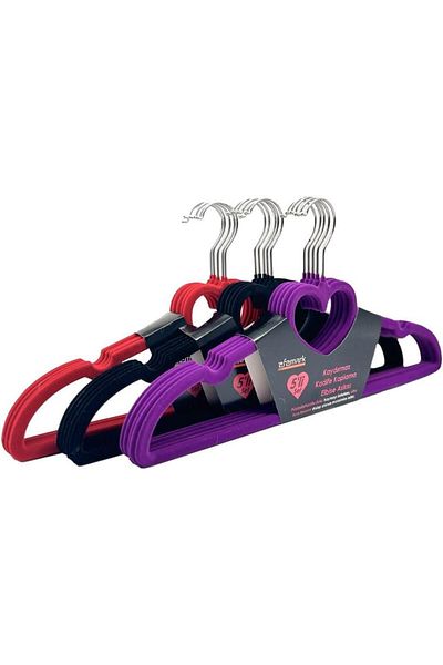 Efe Premium Series 20 Pack of Economical Velvet Non-Slip Clothes Clothing Hangers, 10 Black + 5 Purple