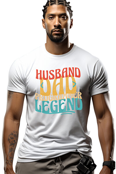 StoryGift Romania Tricou Barbati Cu Mesaj In Engleza Husband Dad Programmer L...