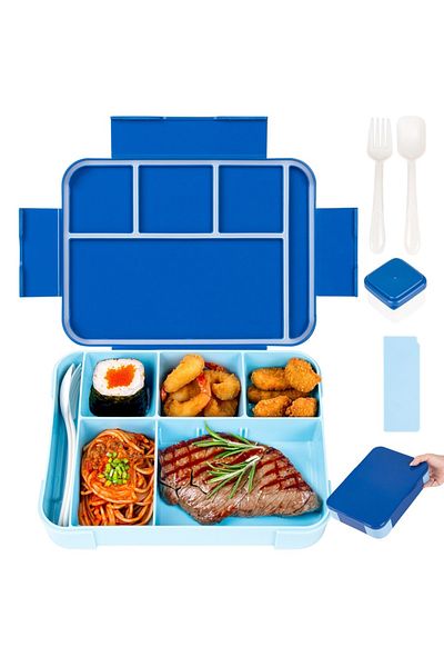 Choice 1330ml 0016 Dark Blue Adorable Pattern Kids Lunch Box Portable Divided Microwave Oven Bento Box Leak