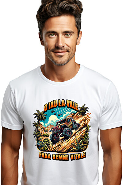 StoryGift Romania Tricou Barbati O Iau La Vale Fara Semne Vitale Masina Off-r...