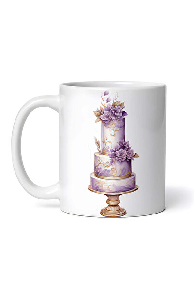 OEM Cană albă personalizată, tort floral cu trei niveluri, INOVATIX®. 330ml