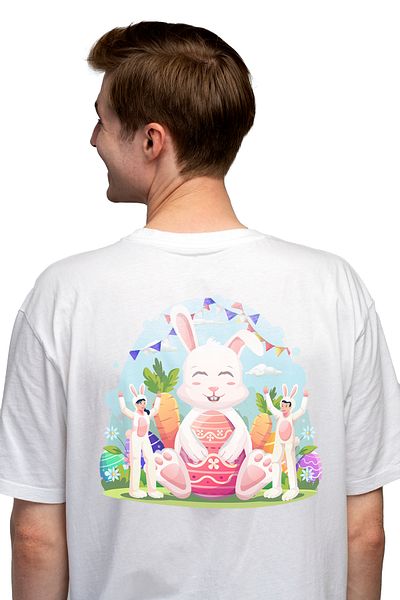StoryGift Romania Tricou bărbătesc cu iepure, costum, Paște, morcovi, ouă, cu imprimeu pe spate, 100% bumbac, stg