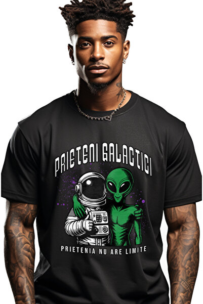 StoryGift Romania Tricou Barbati Astronaut Si Extraterestru Prieteni Galactic...