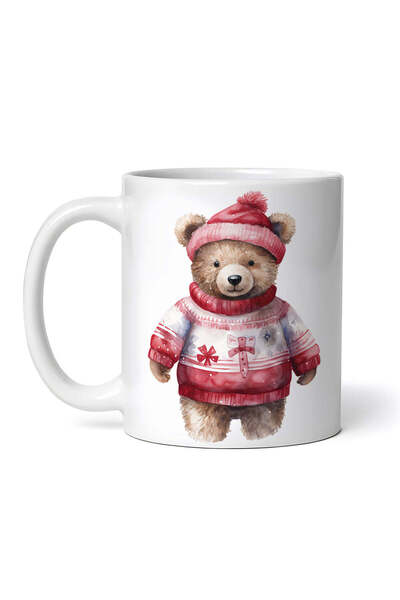 OEM Cană albă personalizată, Ursuleț cu căciulă și pulover de Crăciun, INOVAT...