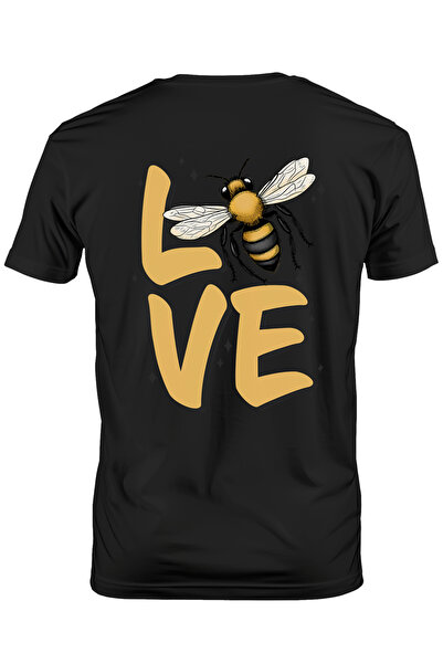 StoryGift Romania Men's T-shirt with bee with the message "Love", stars, illustration, love, affection, appreciation STG