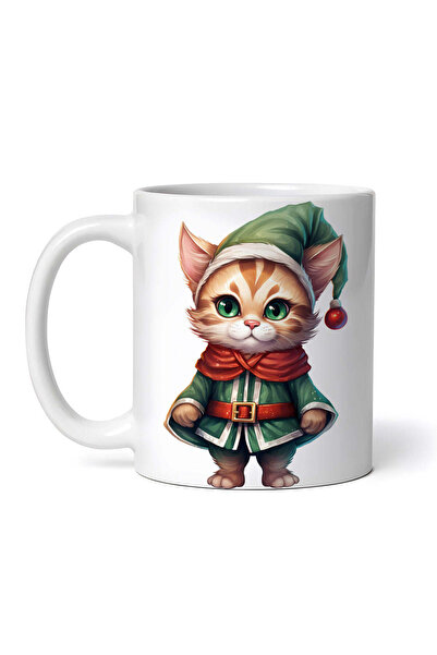 OEM Cană albă personalizată, Pisică în costum festiv, INOVATIX®. 330ml