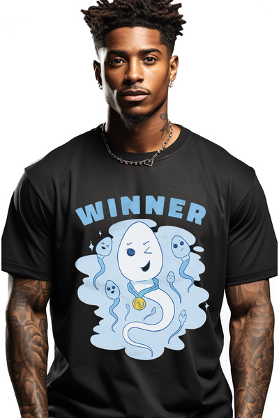 StoryGift Romania Tricou Barbati Cu Mesaj Amuzant In Engleza Winner Sperm, Me...