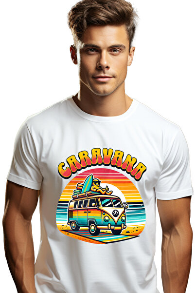 StoryGift Romania Tricou Barbati Caravana Relaxarii Barbat Pe Plaja Apus De S...