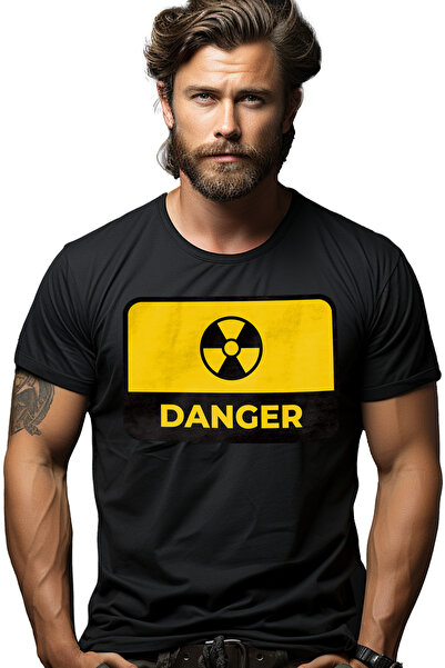 StoryGift Romania Tricou Barbati Cu Mesaj In Engleza Danger, Radioactiv, Semn...