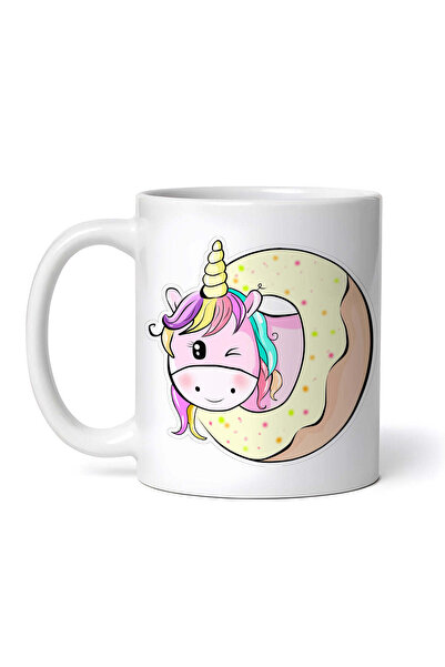 INOVATIX Personalized white mug, Unicorn winking from a donut, INOVATIX®. 330ml