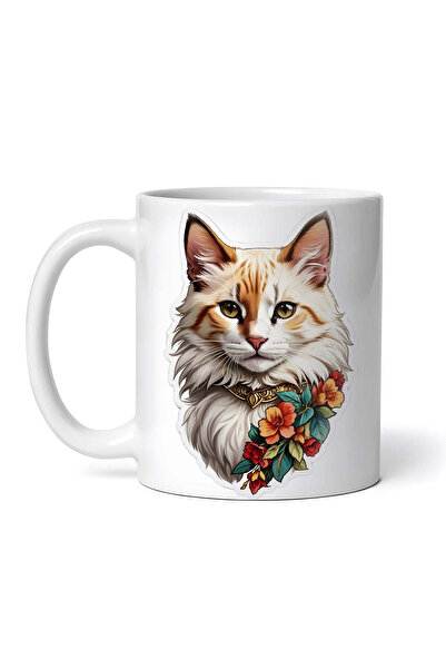 OEM Cană albă personalizată, pisică balineză cu medalion, INOVATIX®. 330ml