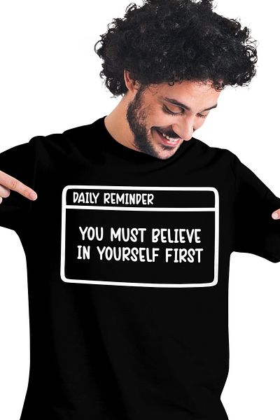 StoryGift Romania Tricou Barbati Cu Mesaj Motivational "you Must Believe In Yourself First" - Trebuie Sa Cre Stg