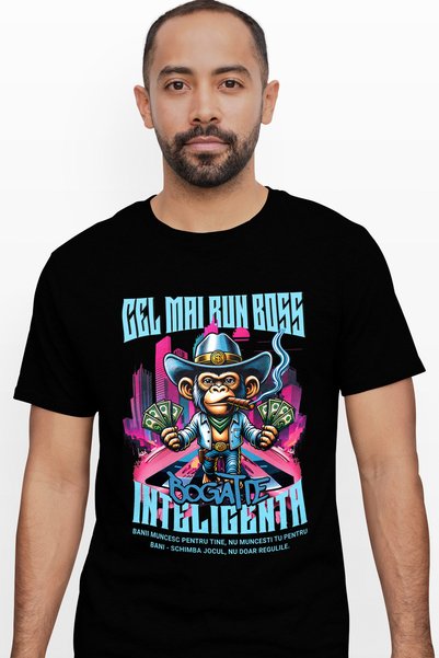 StoryGift Romania Tricou Barbati Cel Mai Bun Boss Cu Imprimeu Pe Fata, 100% B...