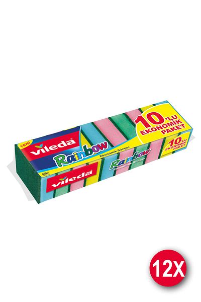 Vileda 12 Pack of 10 Rainbow Dish Sponge Set
