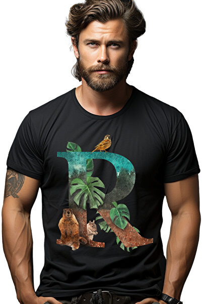 StoryGift Romania Tricou bărbătesc cu literă, R, pasăre, veveriță, castor, cu...