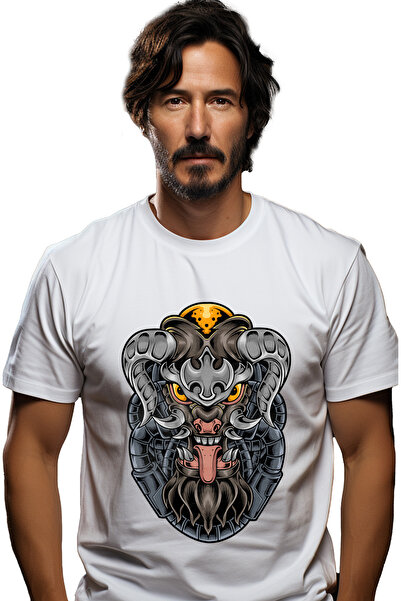 StoryGift Romania Tricou Barbati Cu Cap De Demon, Coarne, Mecha, Robot, Sci Fi, Cyberpunk, Cu Imprimeu Pe F Stg