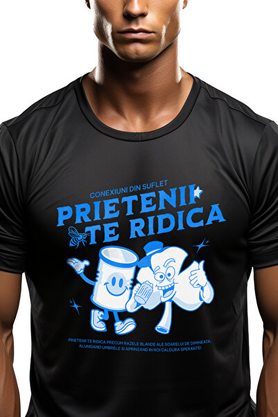 StoryGift Romania Tricou Barbati Prietenii Te Ridica Familie Cel Mai Mare Spr...