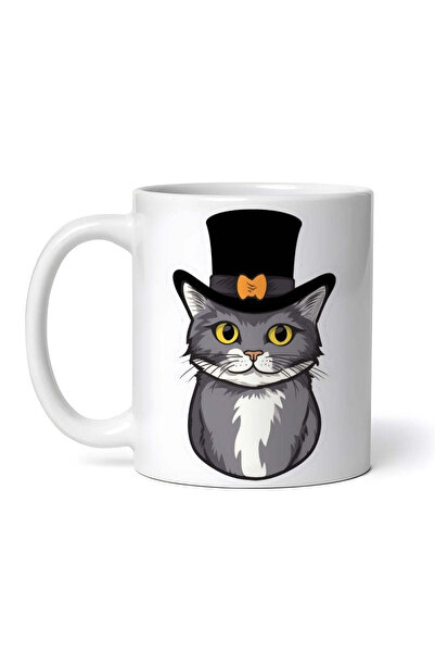 OEM Cană albă personalizată, Pisică într-un joben superb cu foc, INOVATIX®. 3...