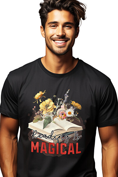 StoryGift Romania Tricou Barbati Cu Mesajul "reading Is Magical", Carte, Ilus...