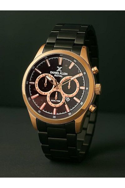 Daniel Klein Royal Rose Black Original Men's Wristwatch & Bracelet Set – Stylish Gift Box