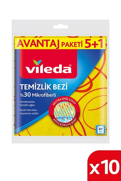 Vileda 30% Microfiber 5-piece Kitchen Diapers - 10 Pack
