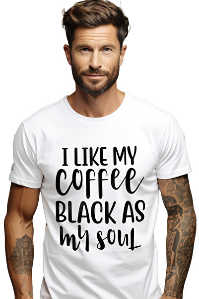 StoryGift Romania Tricou Barbati Cu Mesajul "imi Place Cafeaua Neagra Ca Sufl...