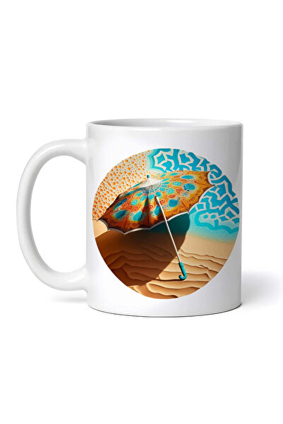 OEM Cană albă personalizată, Umbrelă de plajă pe nisip, INOVATIX®. 330ml