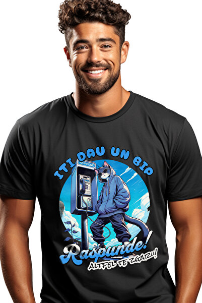 StoryGift Romania Tricou Barbati Pisica La Telefon Stradal Text Iti Dau Un Bi...