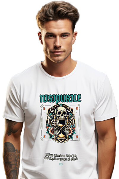 StoryGift Romania Tricou Barbati Nisipurile Timpului Cap Craniu Clepsidra Tim...